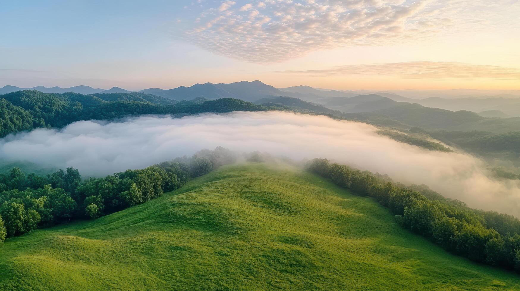 A view of the mountains and clouds from above photo