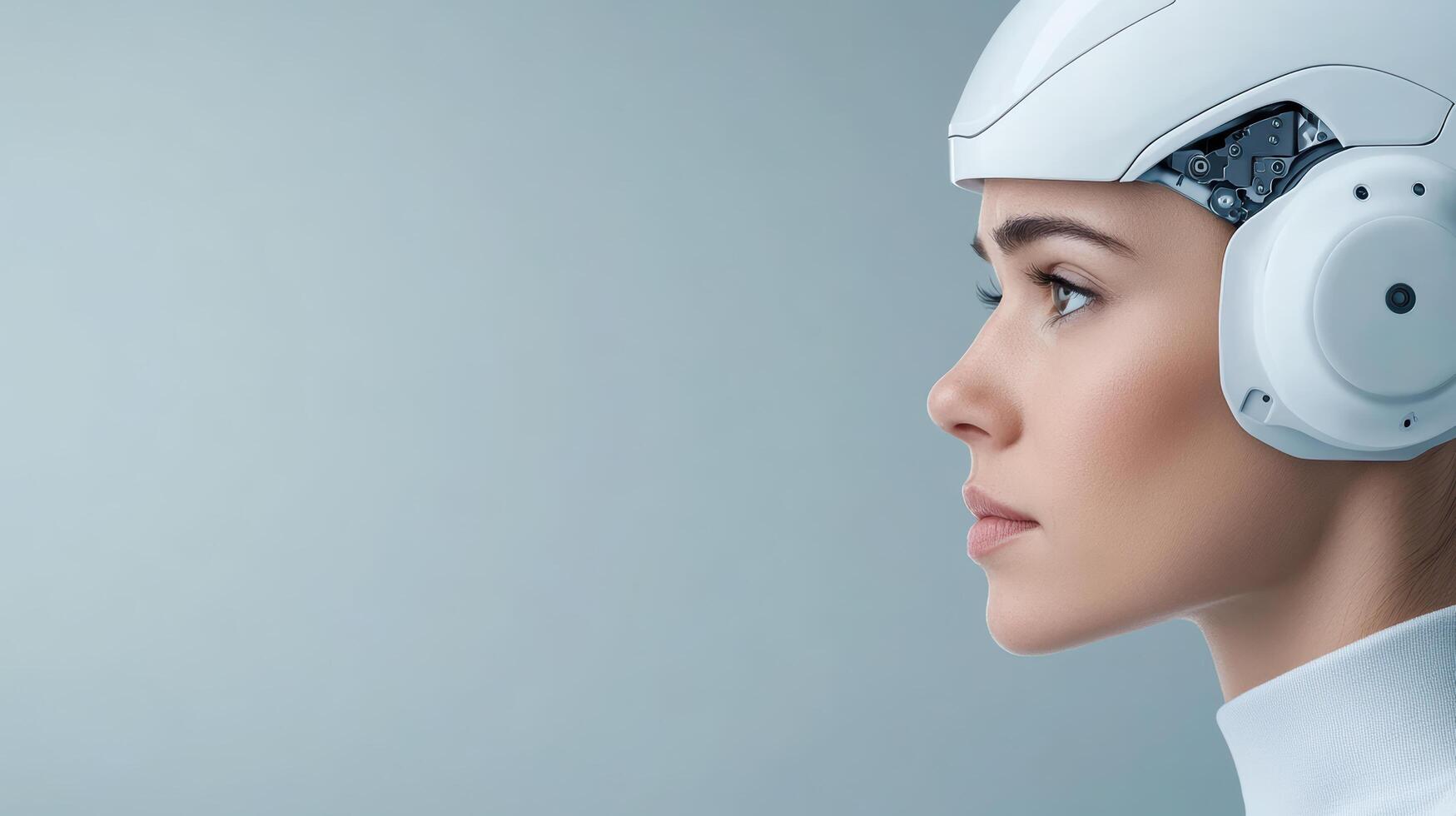 Humanoid robot with sleek design and advanced technology showcases innovation and future photo