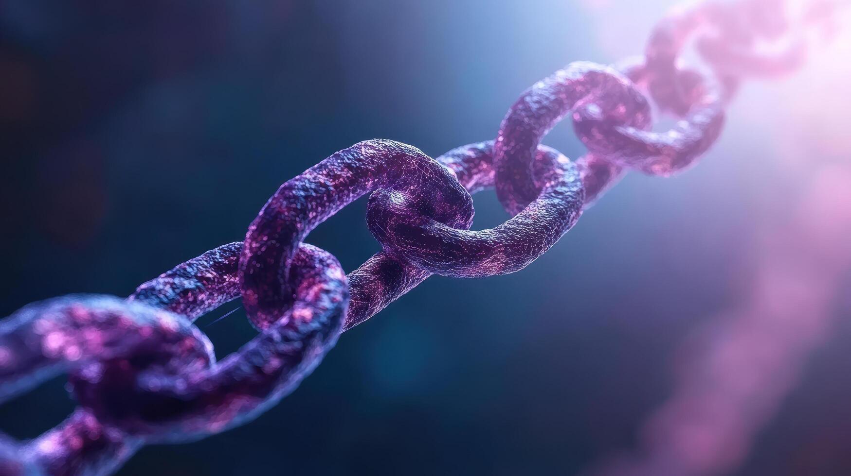 Glowing chain link representing blockchain technology and connectivity in digital world photo