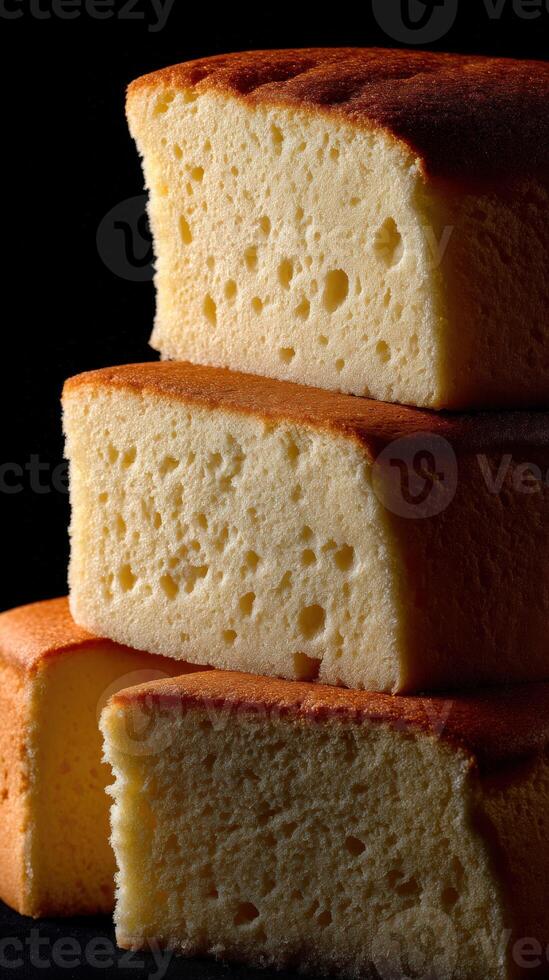 Japanese bread cake with fluffy texture stacked for serving photo