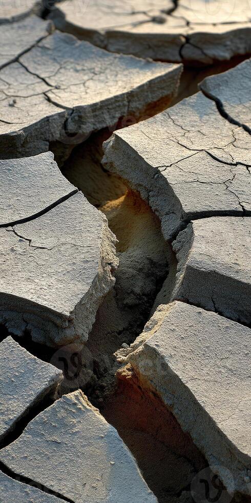 Cracked dry earth reveals the effects of drought in nature photo