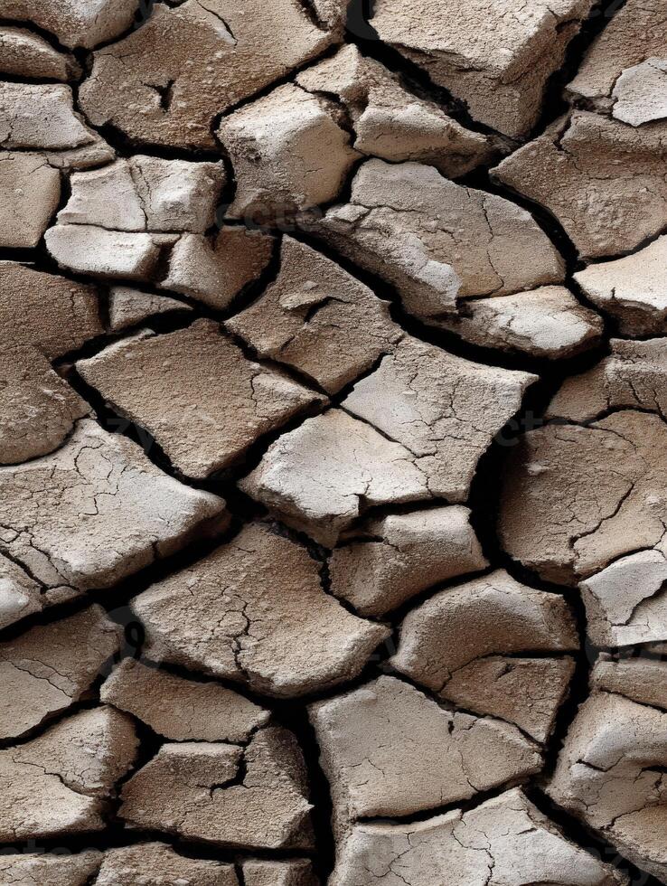 Cracked earth revealing dry soil texture under sunlight photo