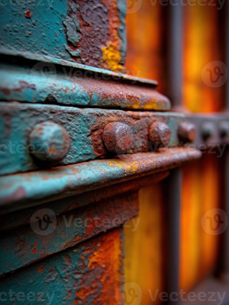 Rusty metal structure showcases vibrant colors and textures photo