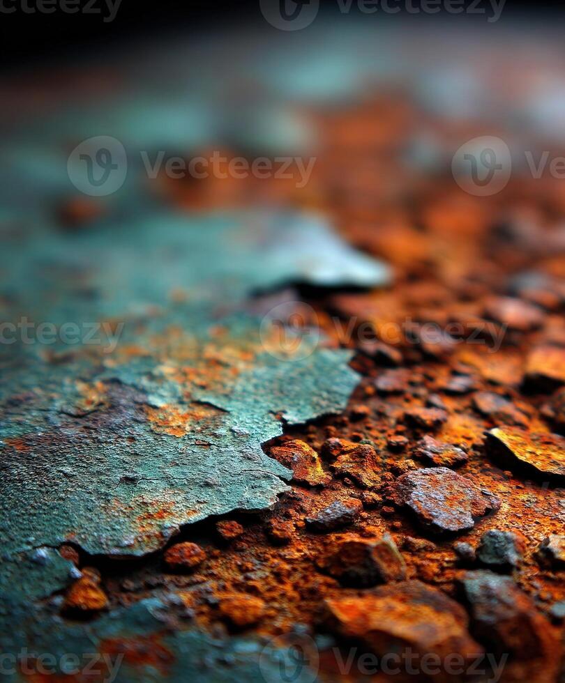 Rusty surface reveals texture and colors in a close-up view photo