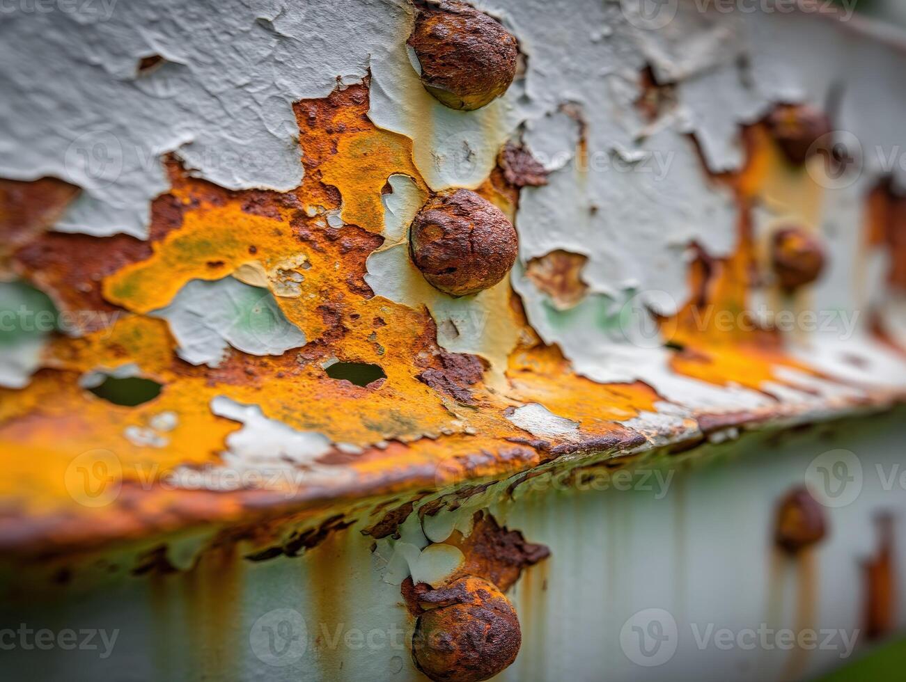 Rusty metal surface reveals layers of decay and color photo