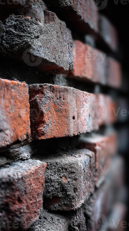 Close-up view of weathered bricks on an old wall photo