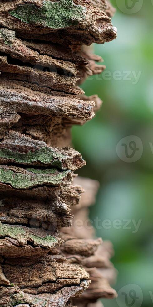 Natural texture of stacked bark showcasing intricate layers photo