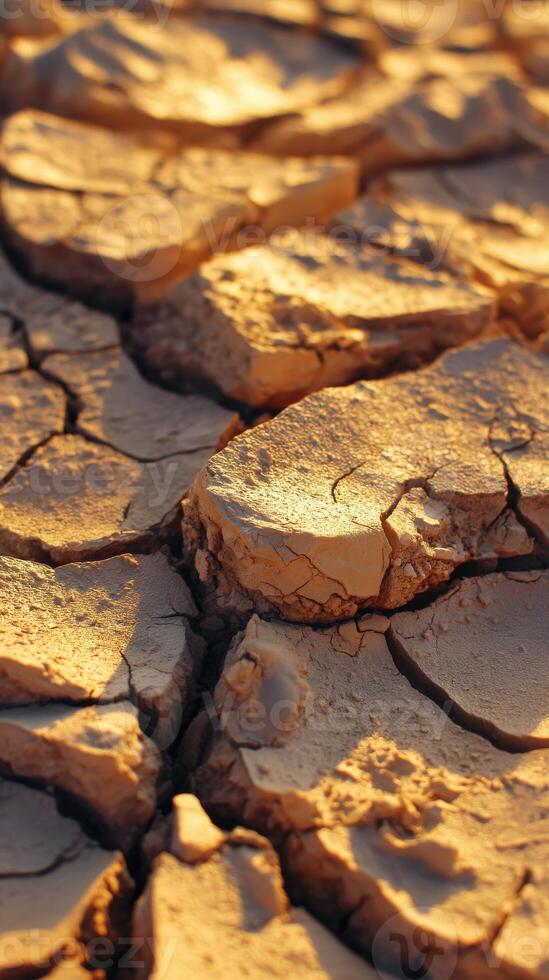 Cracked earth reveals the impact of drought on soil photo