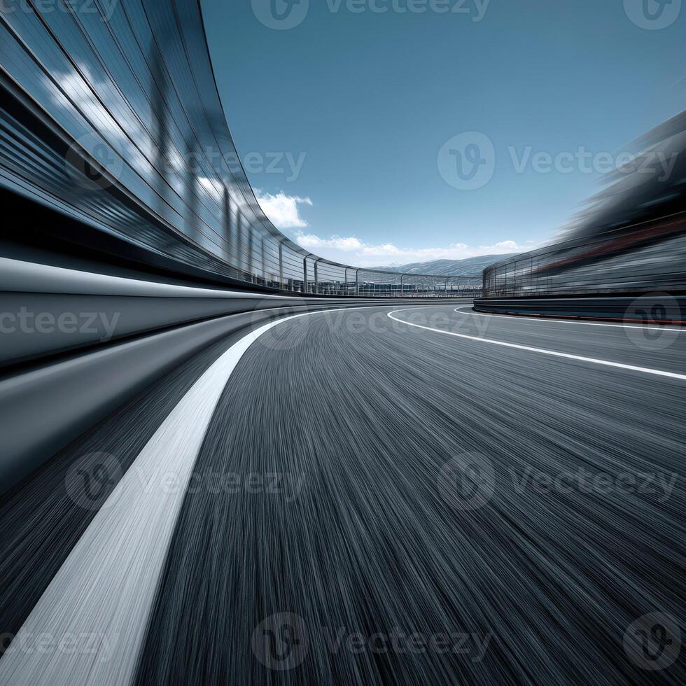 Race track curves with dynamic motion and vivid sky photo