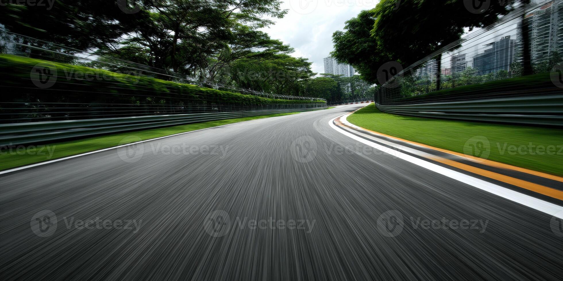 Curving racetrack captured from a moving perspective in Singapore photo