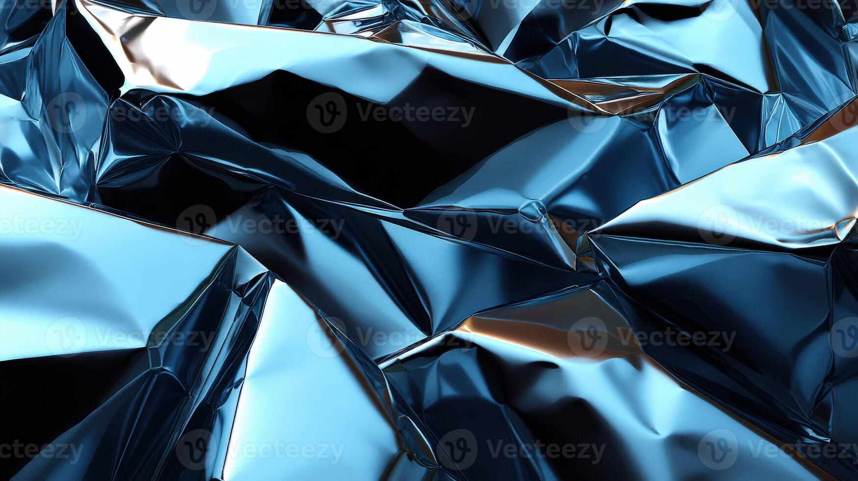 Shiny blue crinkled surface creating dynamic patterns photo