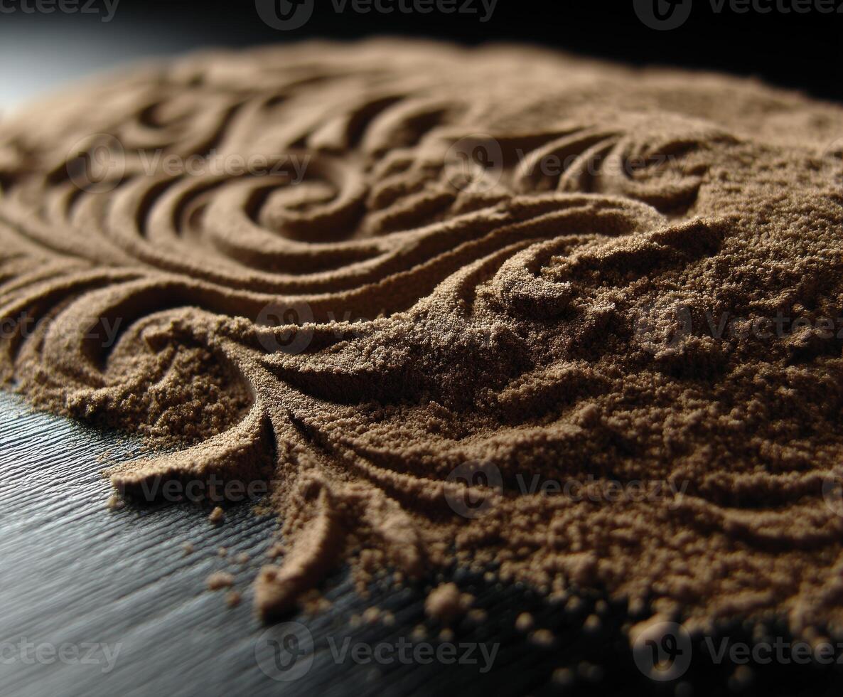 Intricate patterns created with fine brown powder photo