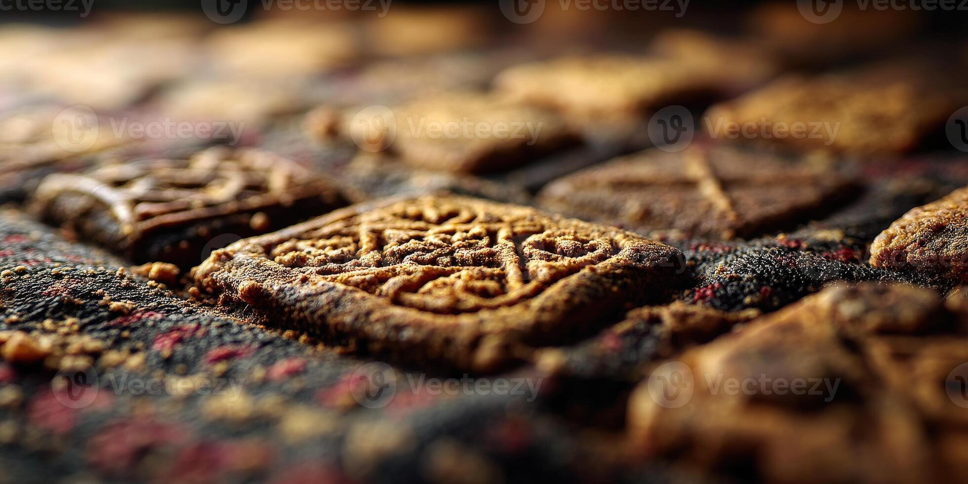 Baked treats displayed on a culturally patterned cloth photo
