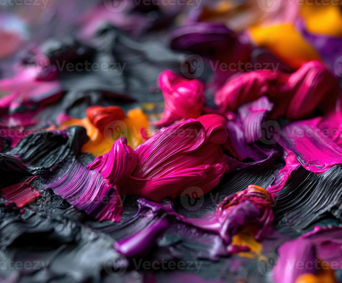 Abstract close-up of vibrant paint textures and colors photo