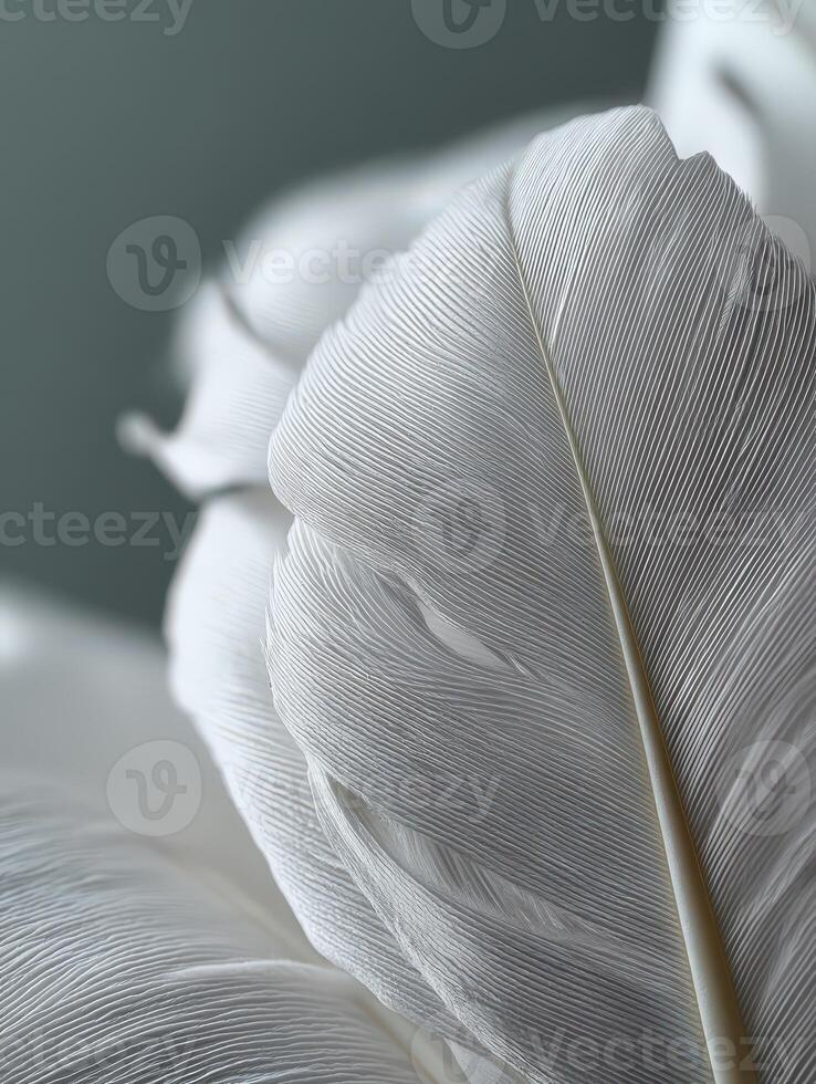 Delicate white feathers resting against soft background photo