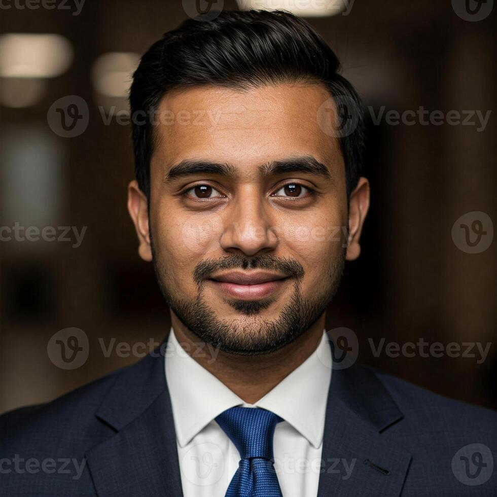 Professional Portrait of a Confident Young Businessman in Suit and Tie photo