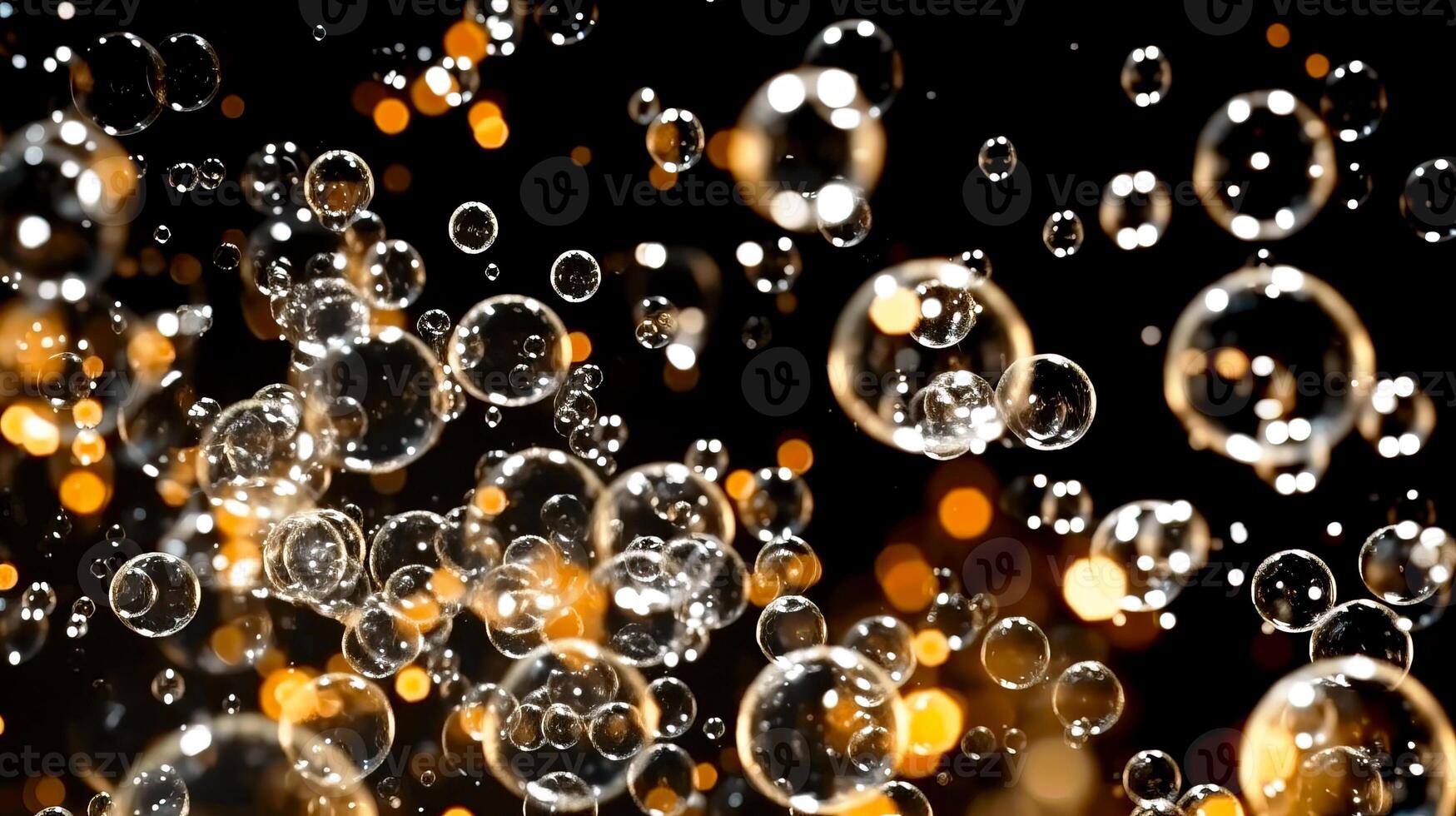 Abstract Composition of Bubbles with Glowing Light Effects photo