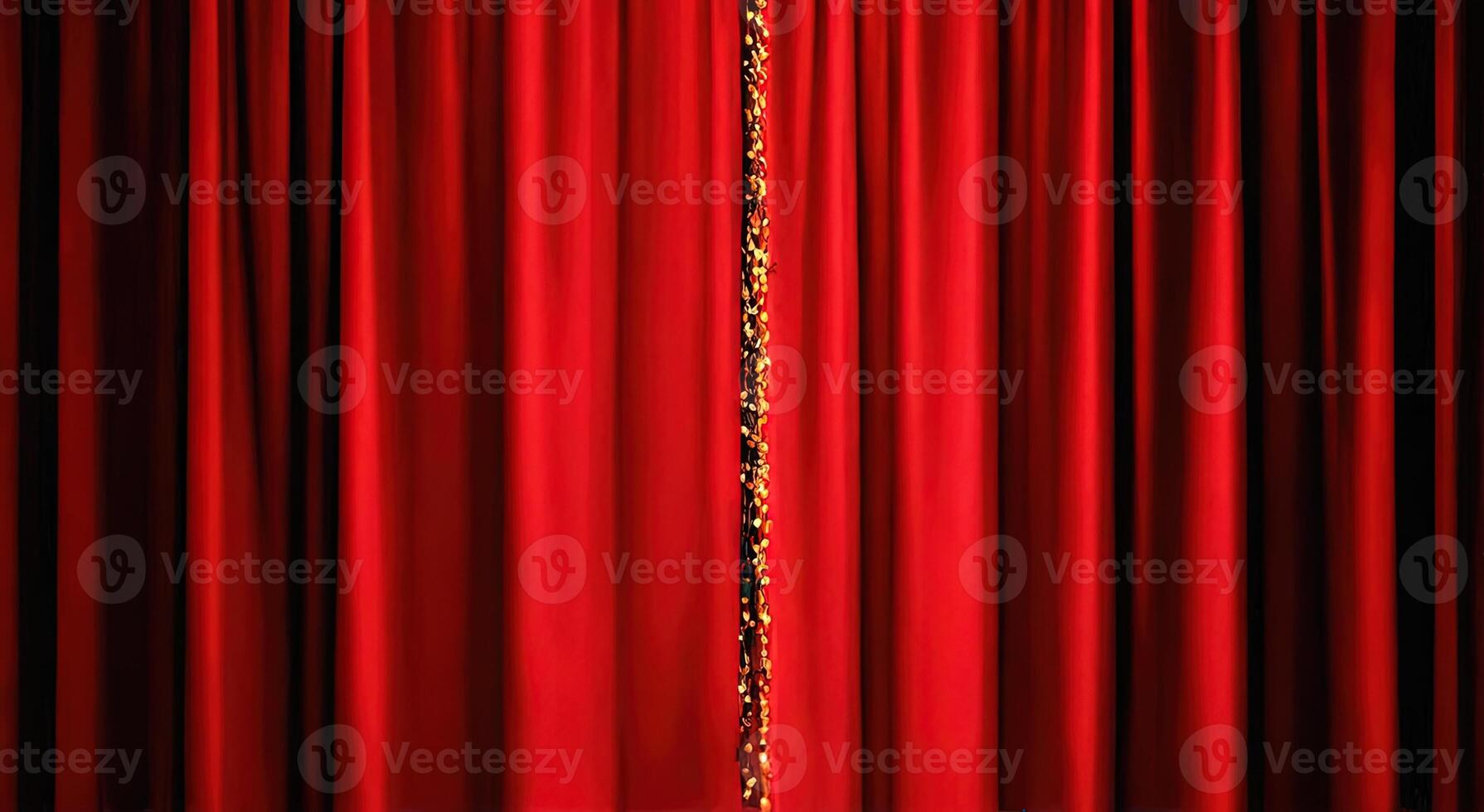 Rich Red Curtains with Gold Trim in Theater Stage Setting photo