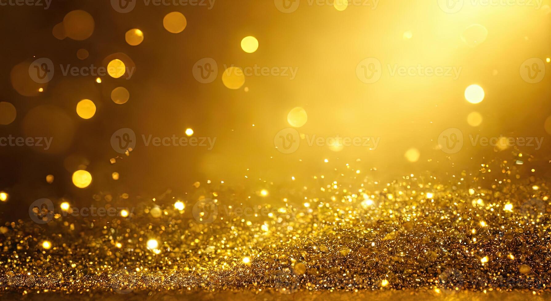 Sparkling Golden Glitter Background with Soft Bokeh Effect photo