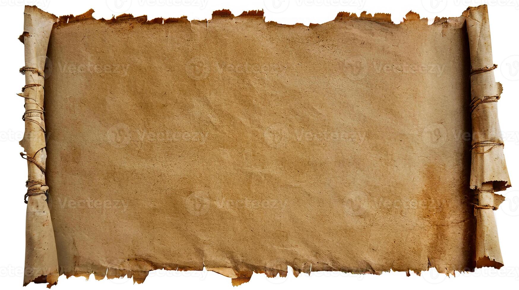 Vintage Old Paper Scroll with Torn Edges and Texture photo