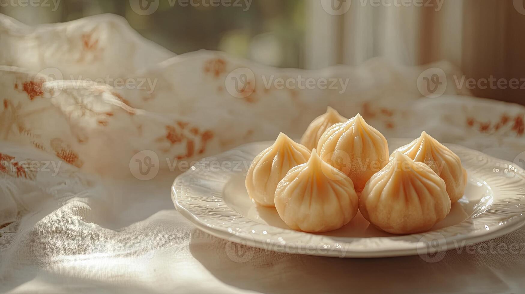 Delicious Modak Dumplings Served on Elegant White Ceramic Plate photo