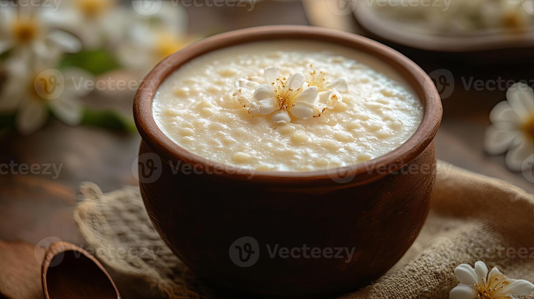 Traditional Idiyappam in Clay Pot Under Soft Daylight on Table photo