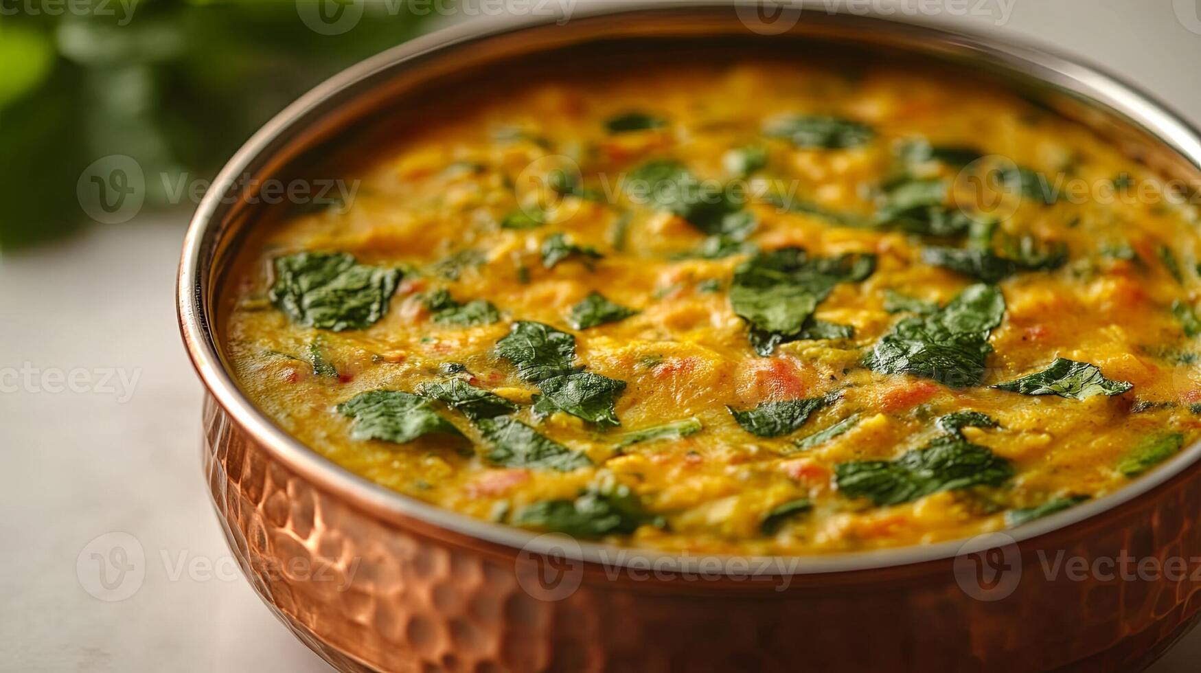 Traditional Methi Thepla Served in Copper Bowl on White Background photo