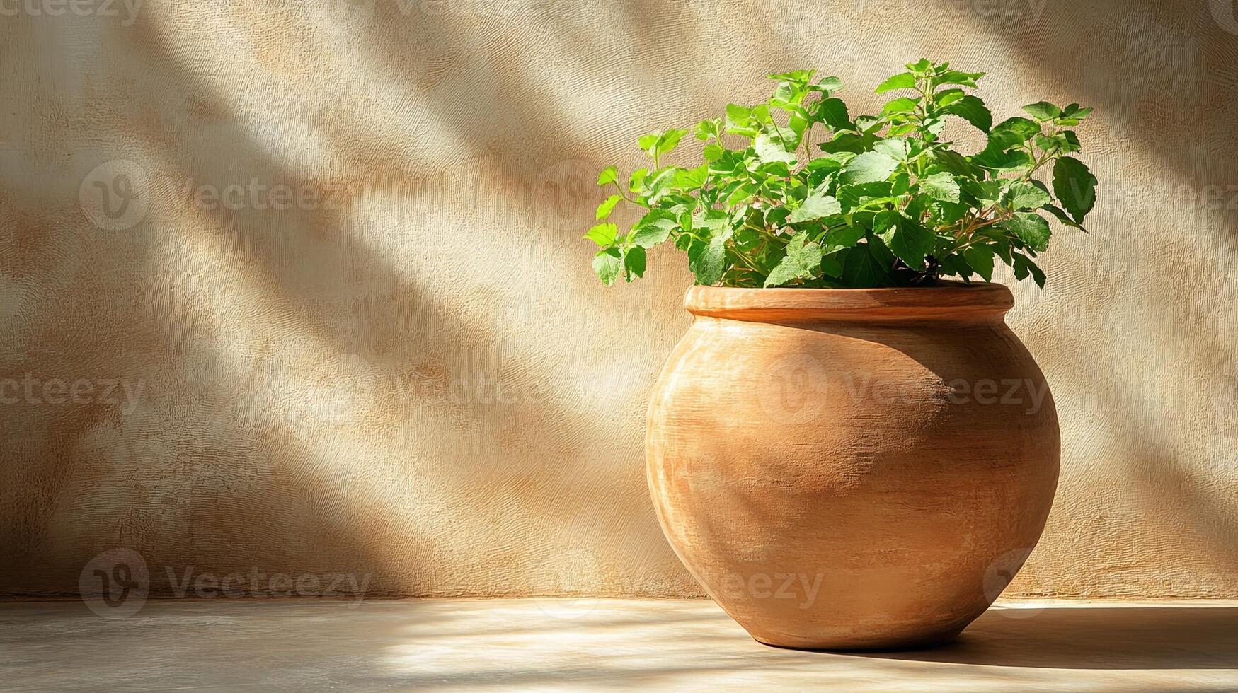 Jaljeera Plant in a Clay Pot with Warm Shadow Effect photo