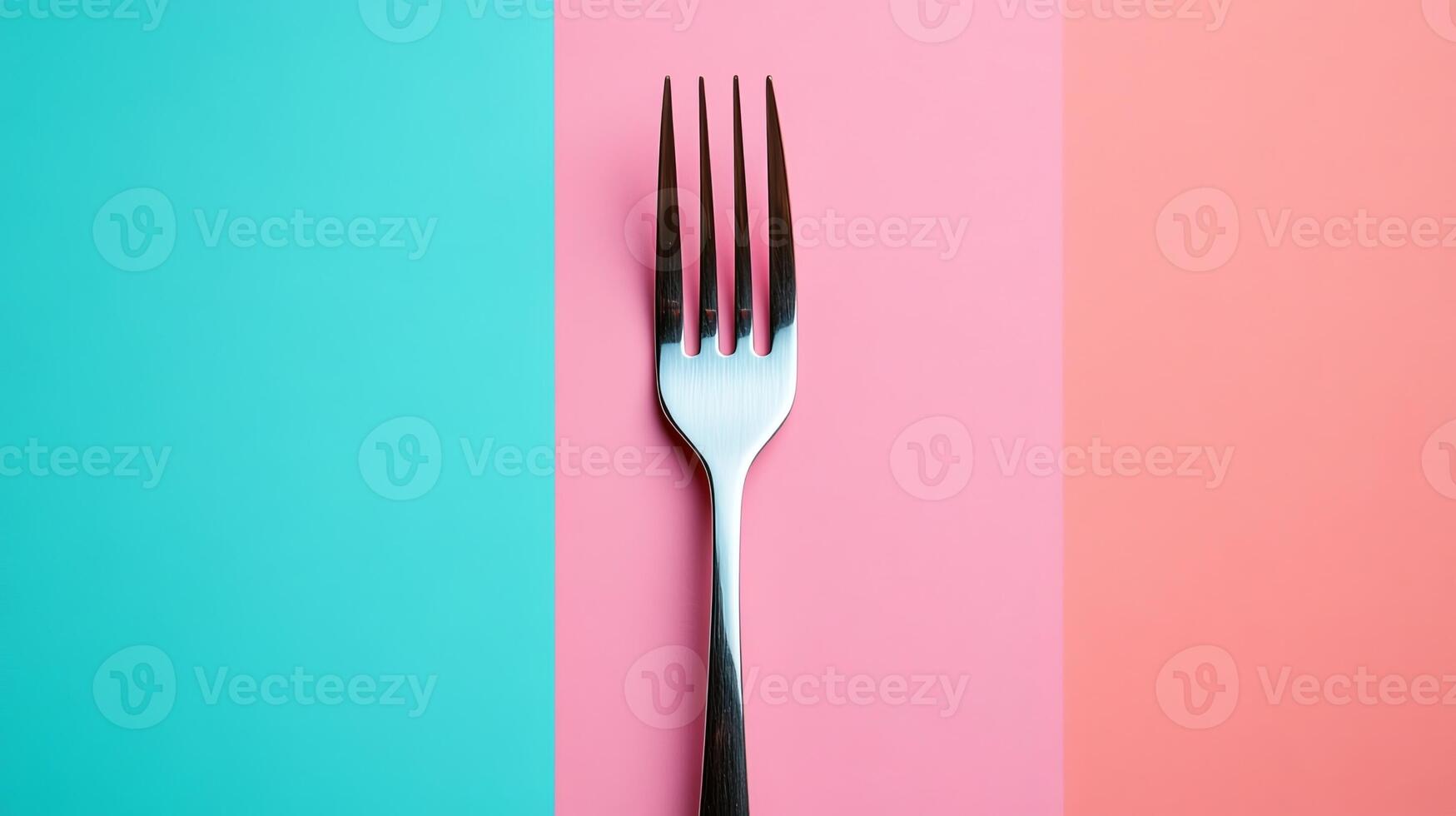 Minimalist Fork and Knife on Colorful Background photo