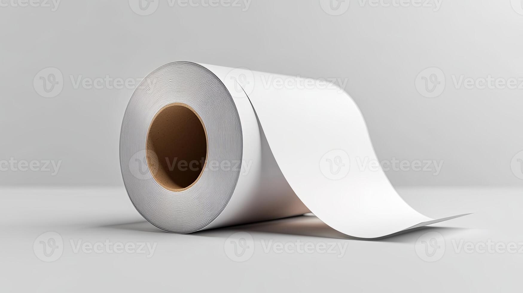 Minimalist White Paper Roll on Grey Background photo
