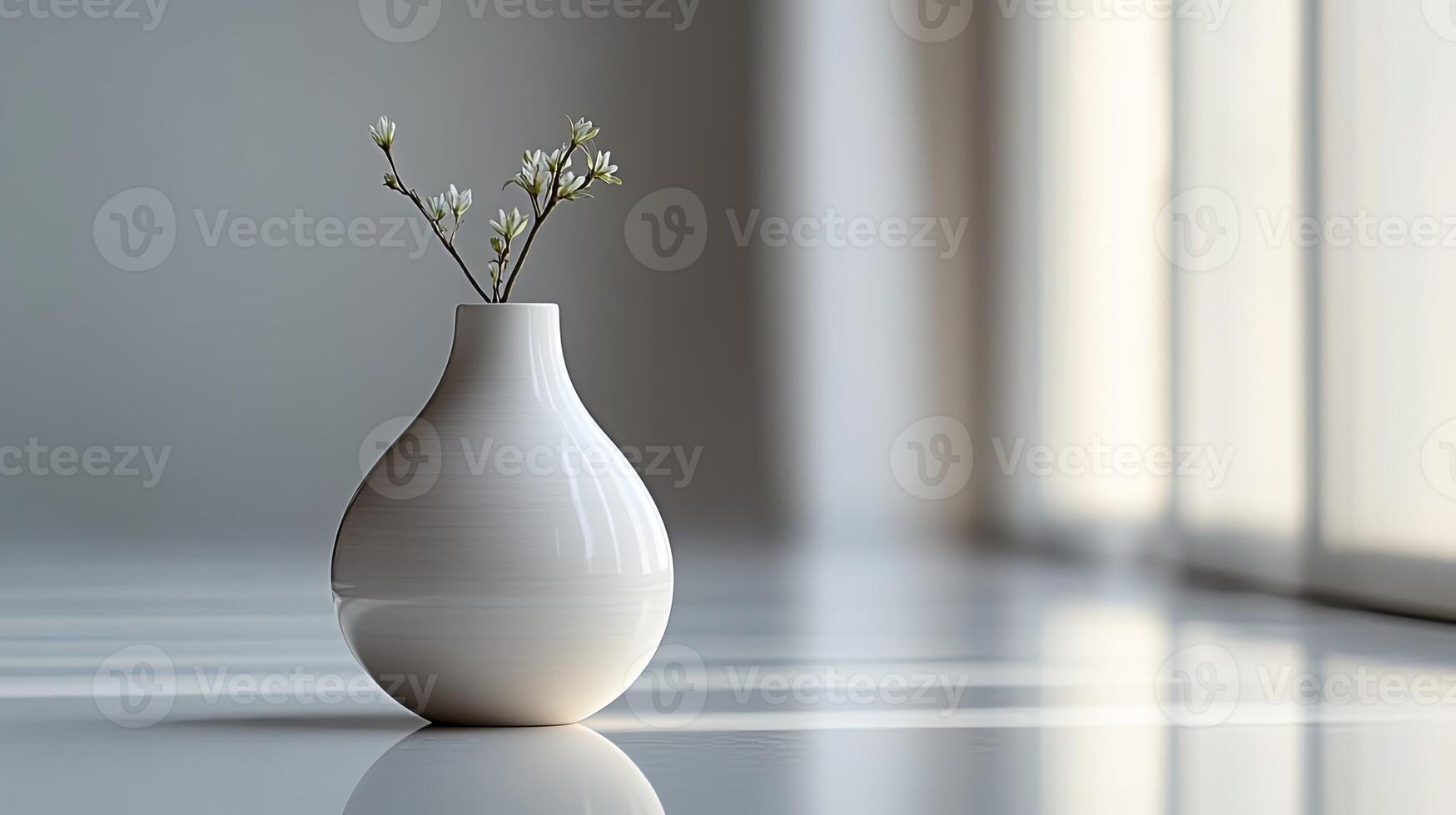 A white vase with a flower in it photo