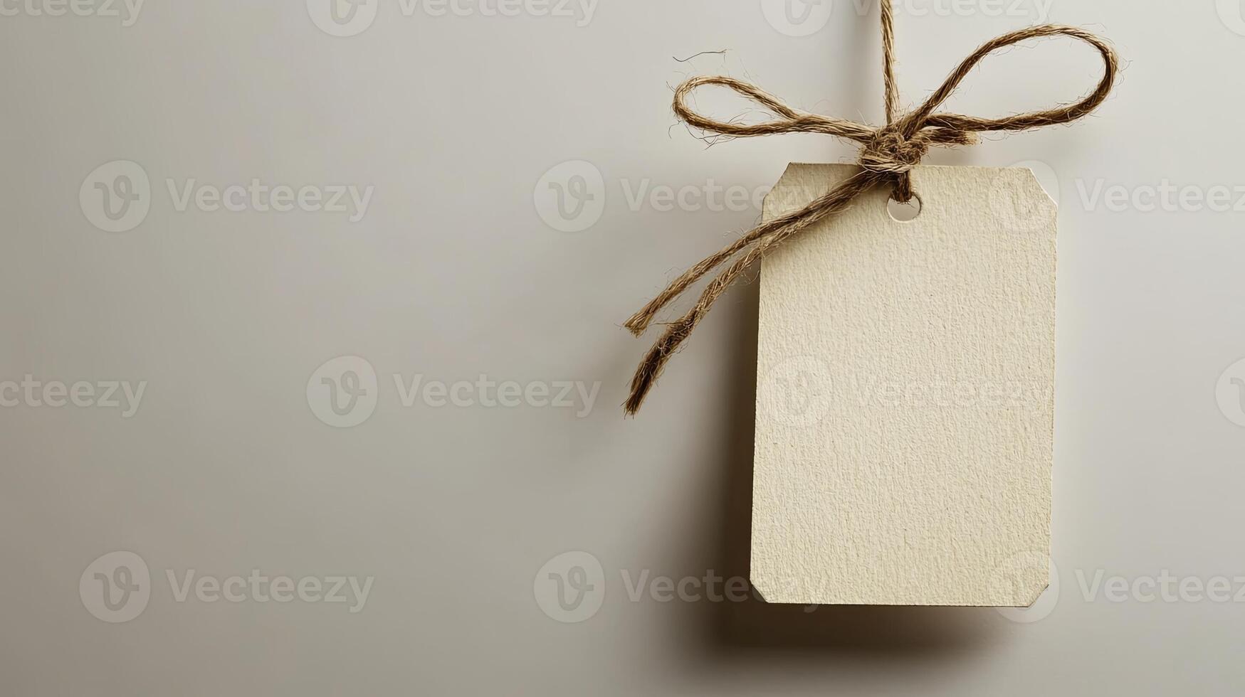 Blank white tag hanging on a string photo