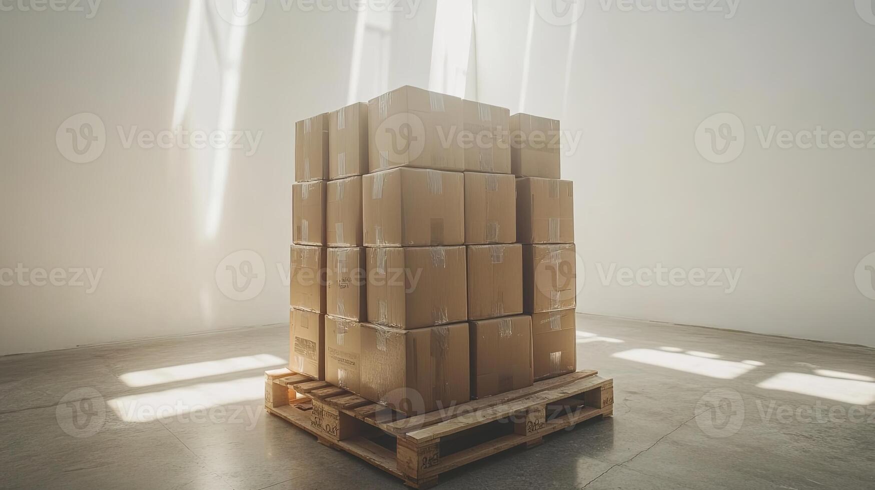Cardboard Boxes Stack on Pallet - Storage and Shipping Solutions photo