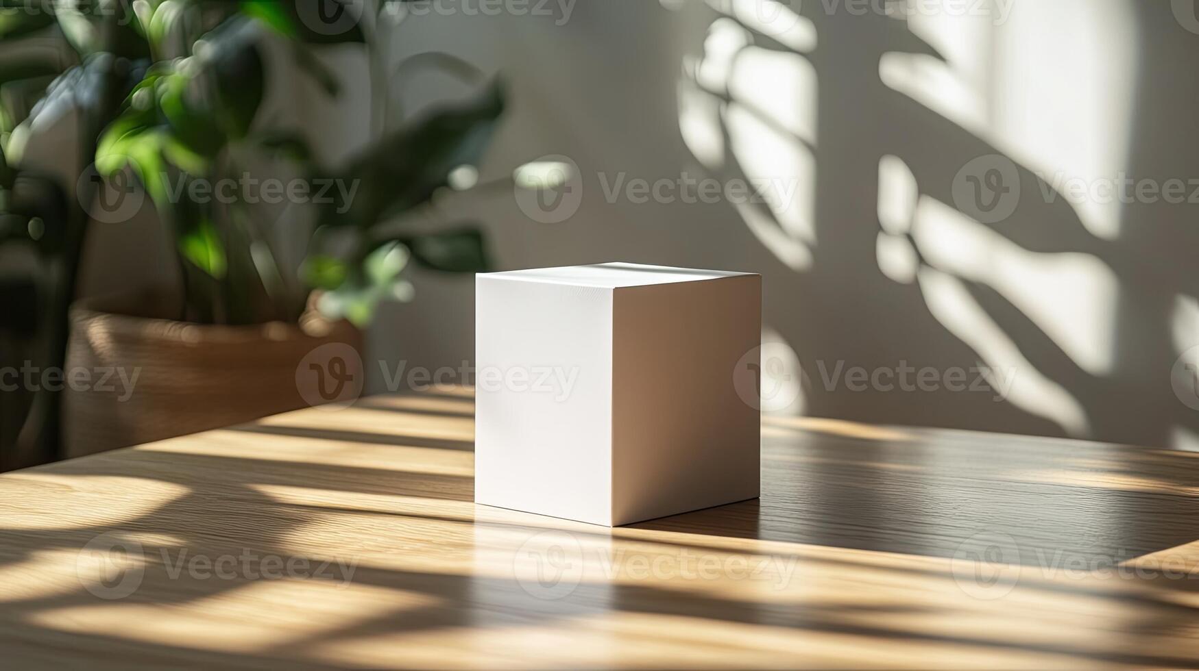 Minimalistic White Box on Table photo