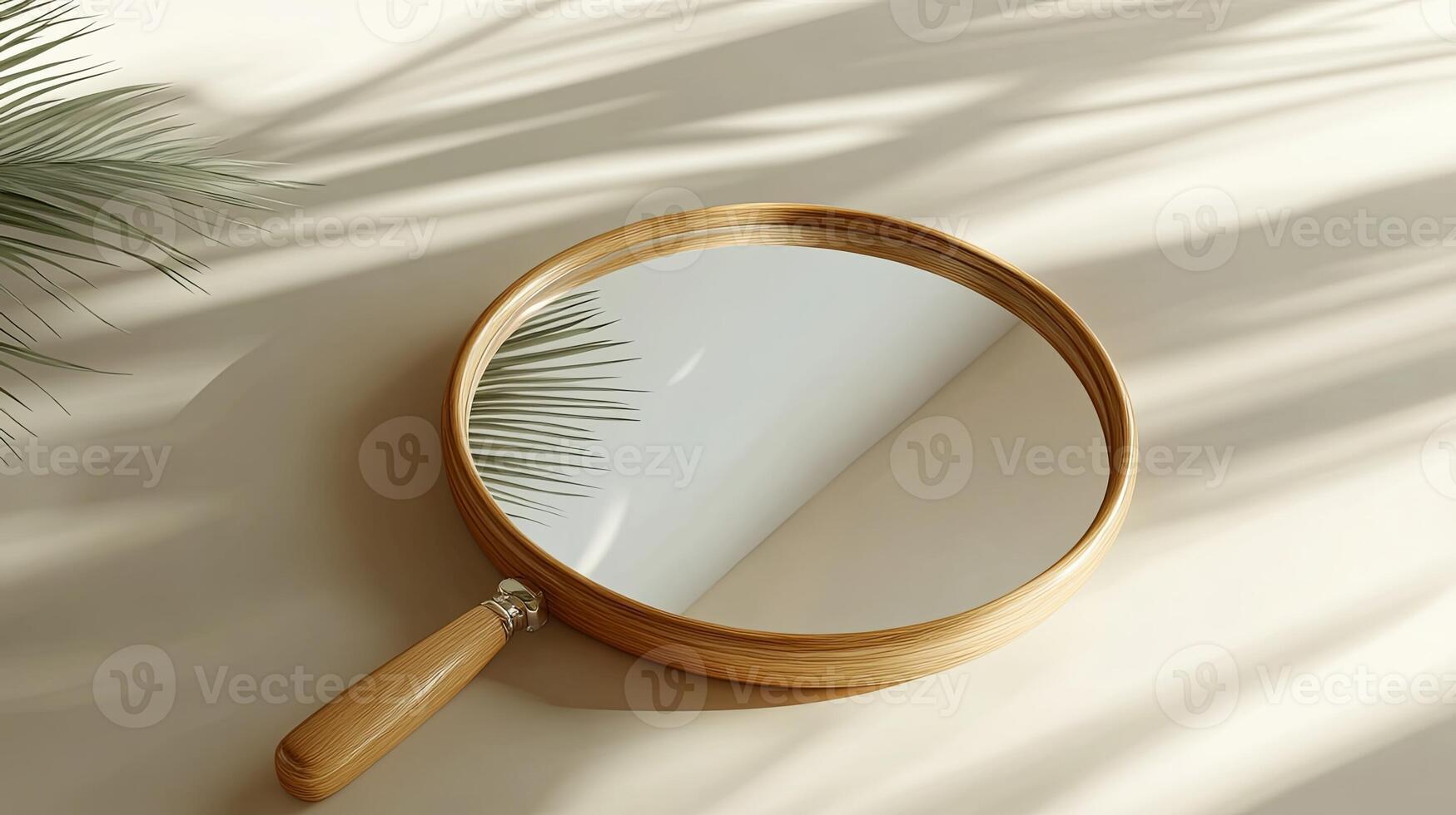Rustic Wooden Frame Mirror Hanging on Wall photo