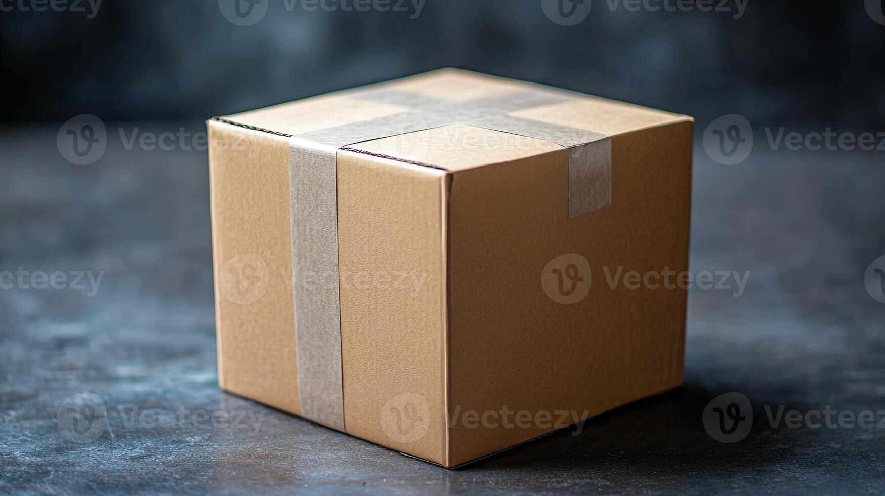 A brown box with a tape on it photo