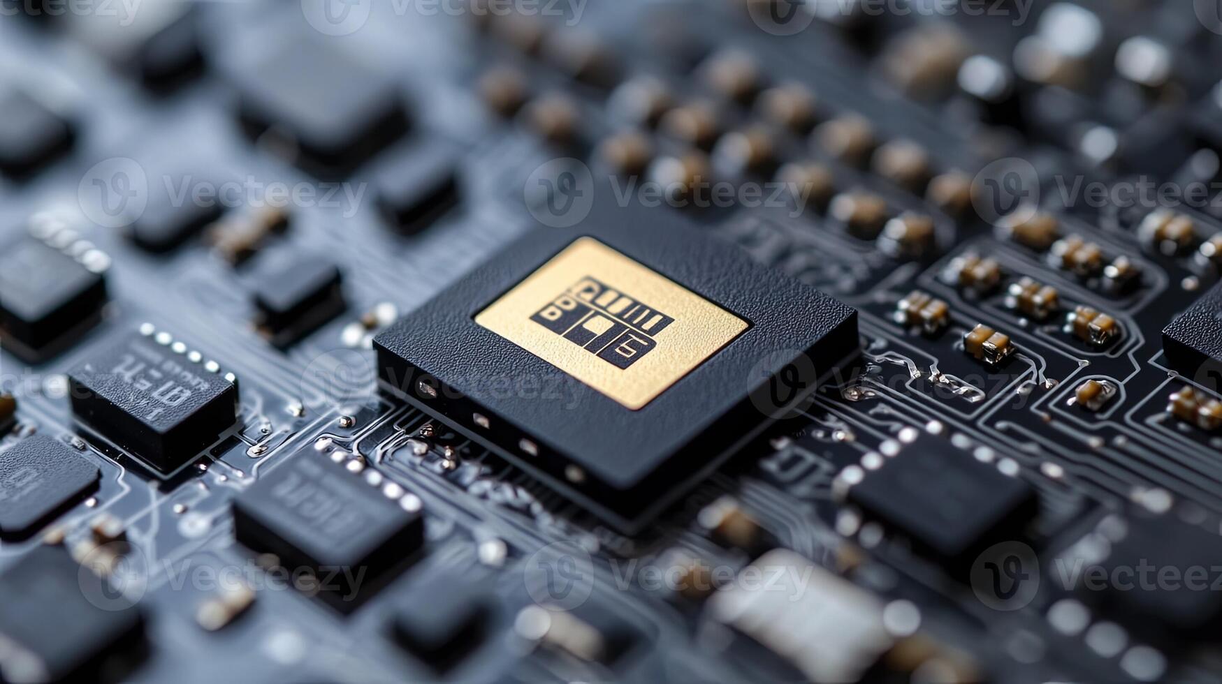 Close Up Shot of Computer CPU Chip - Technology Background photo