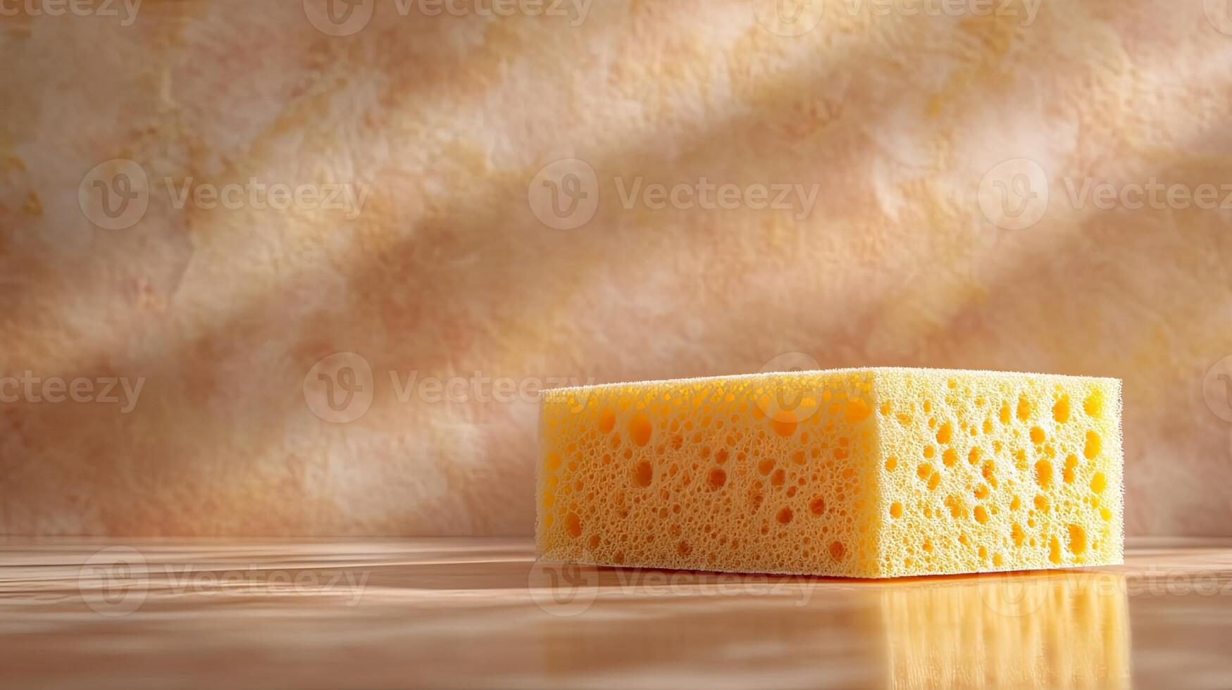 A sponge sitting on top of a table photo