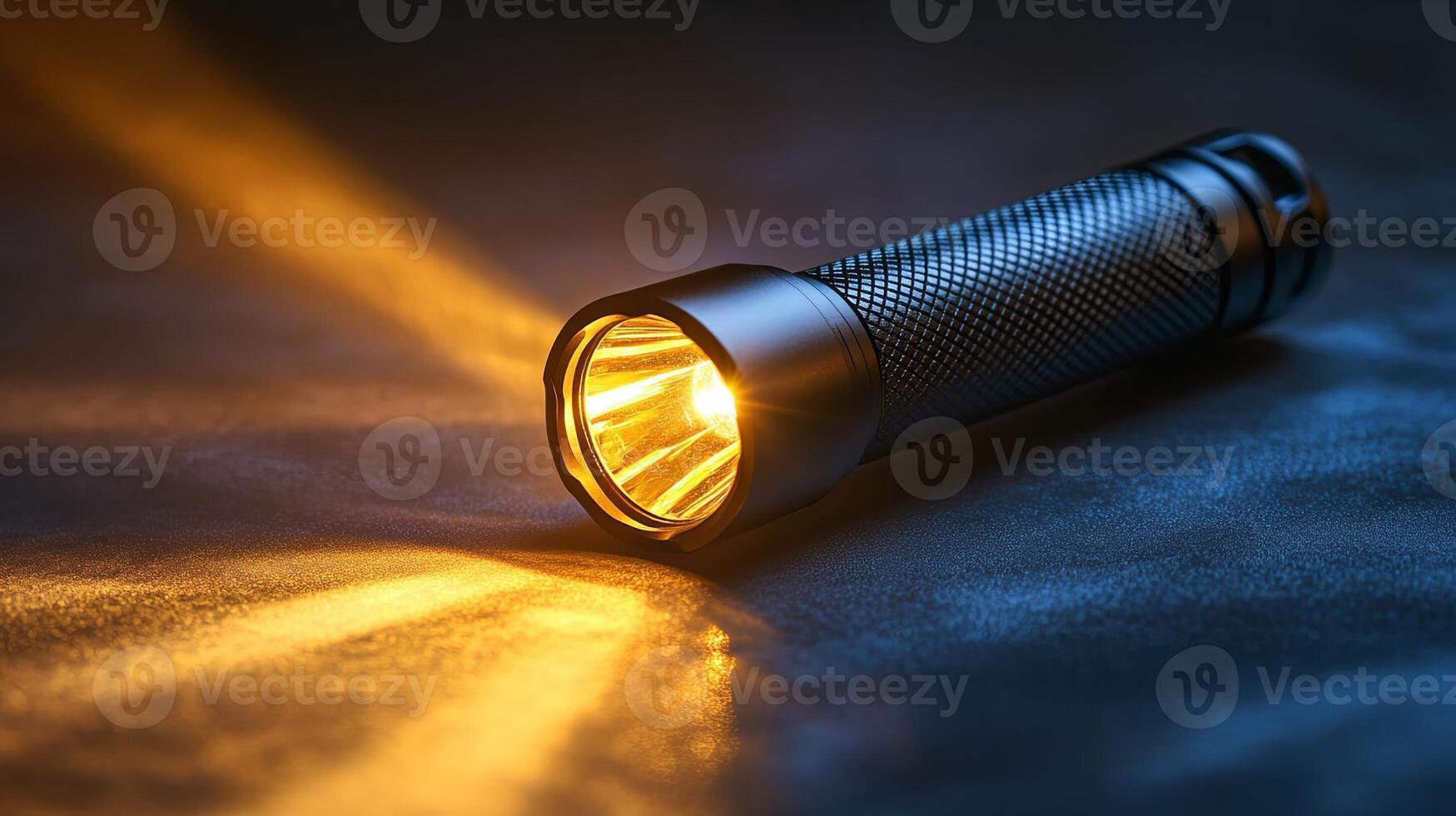 A flashlight with a bright light shining on it photo