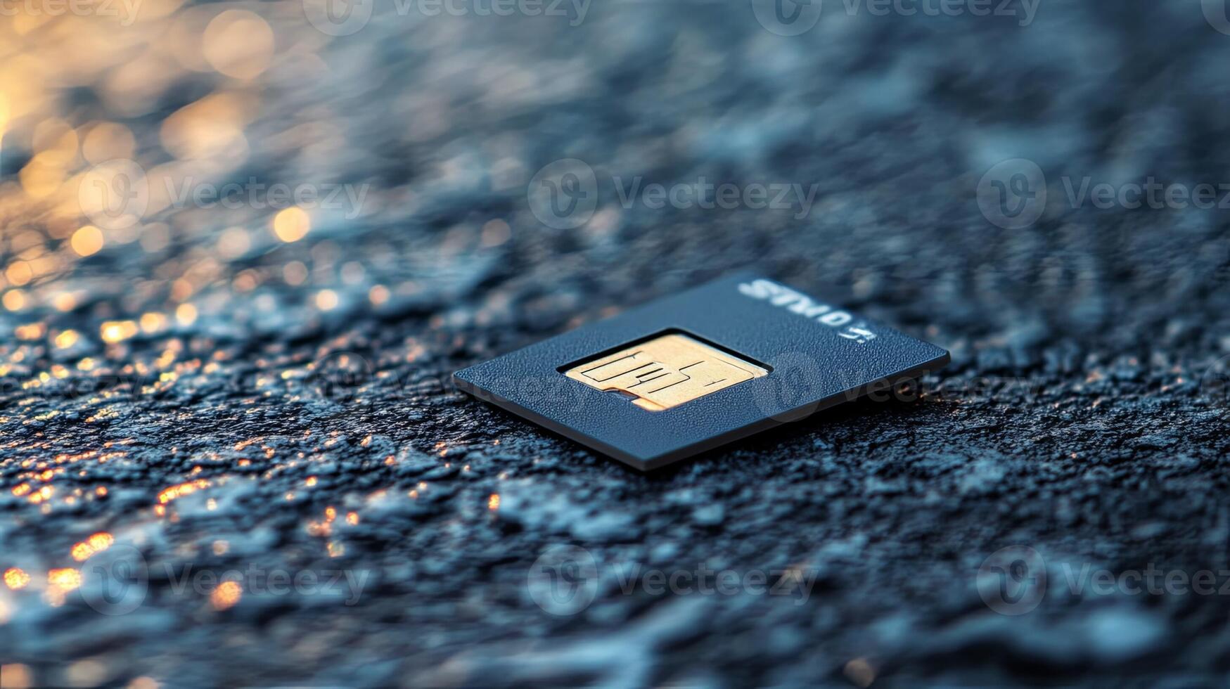 A small microchip sitting on top of a wet surface photo