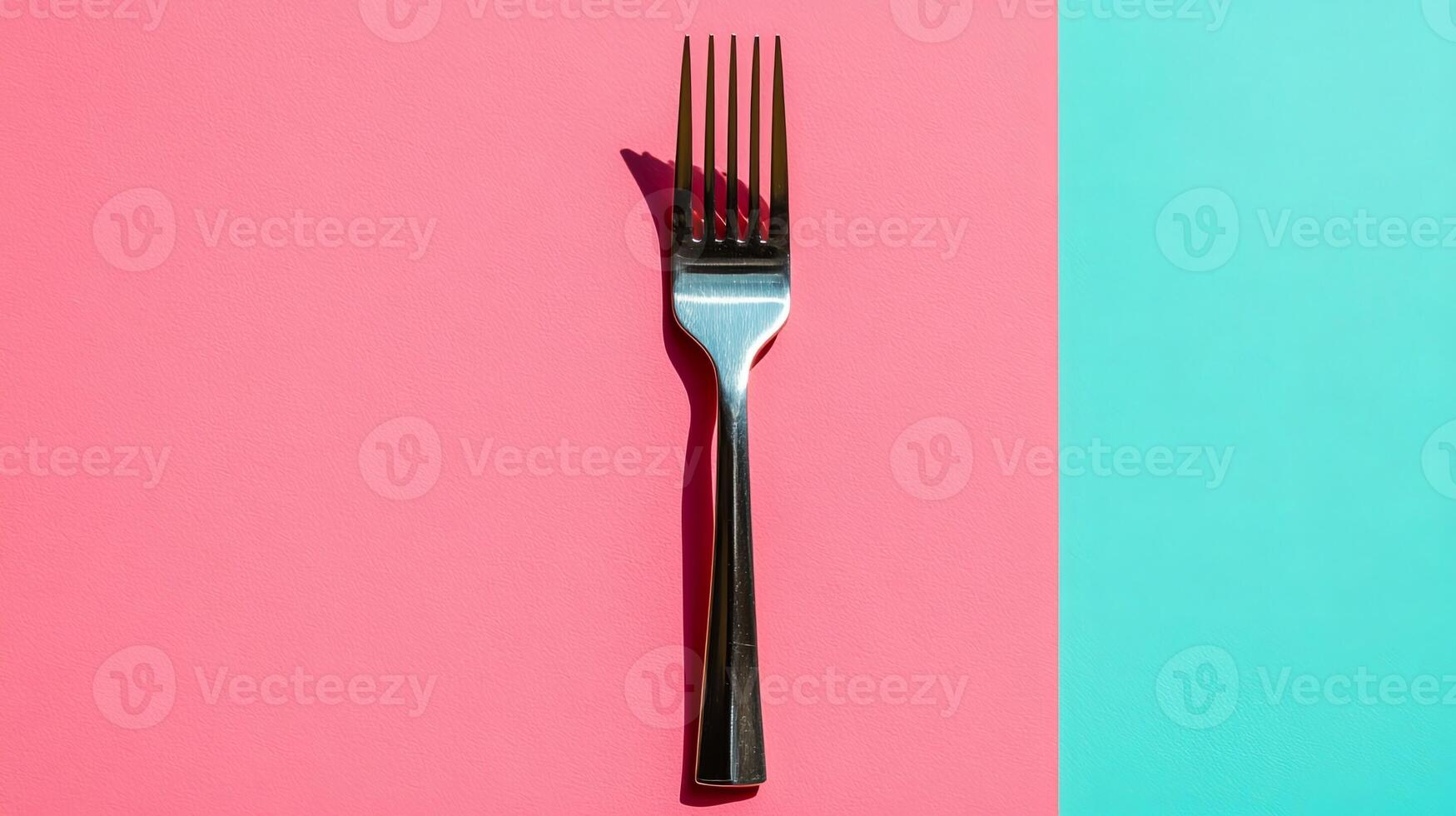 Vibrant Fork on Colorful Background for Kitchen Concepts photo