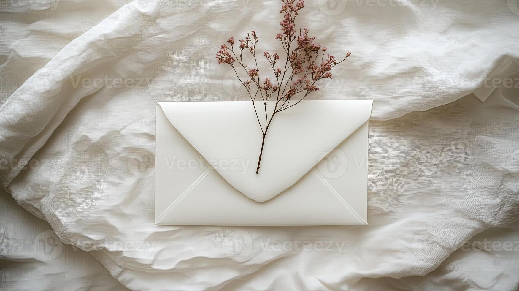 Elegant White Envelope with Floral Decor - Nature-Inspired Stationery photo