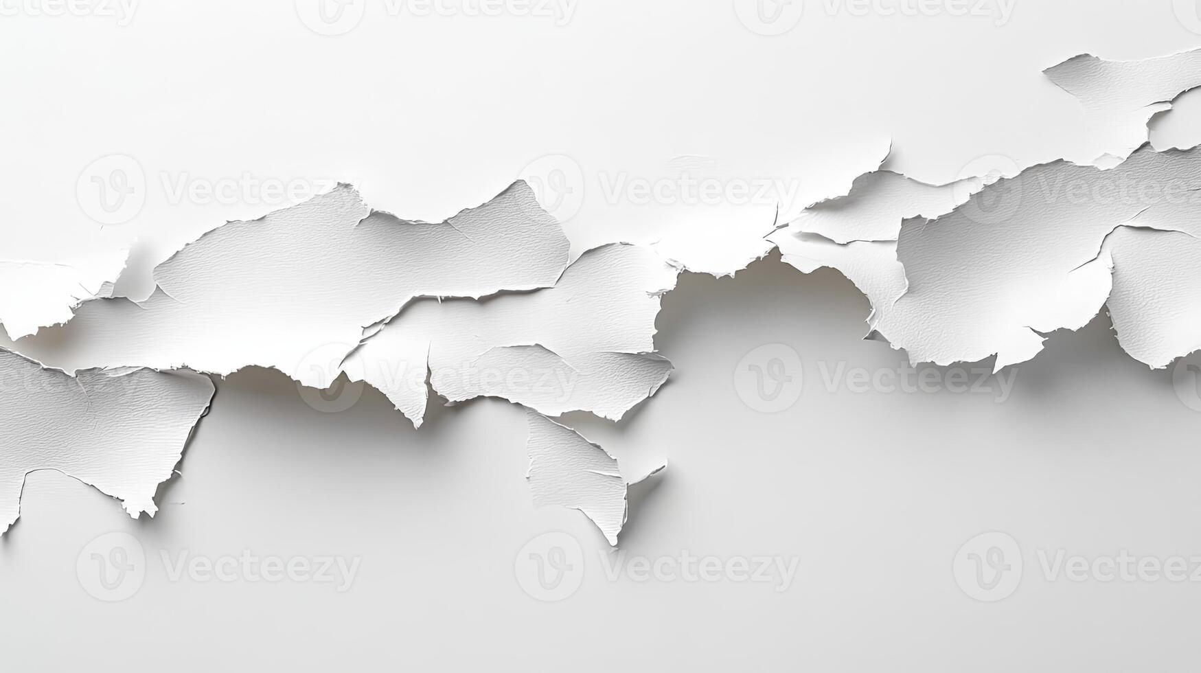 Grungy White Torn Paper Wall with Hole - Textured Background photo
