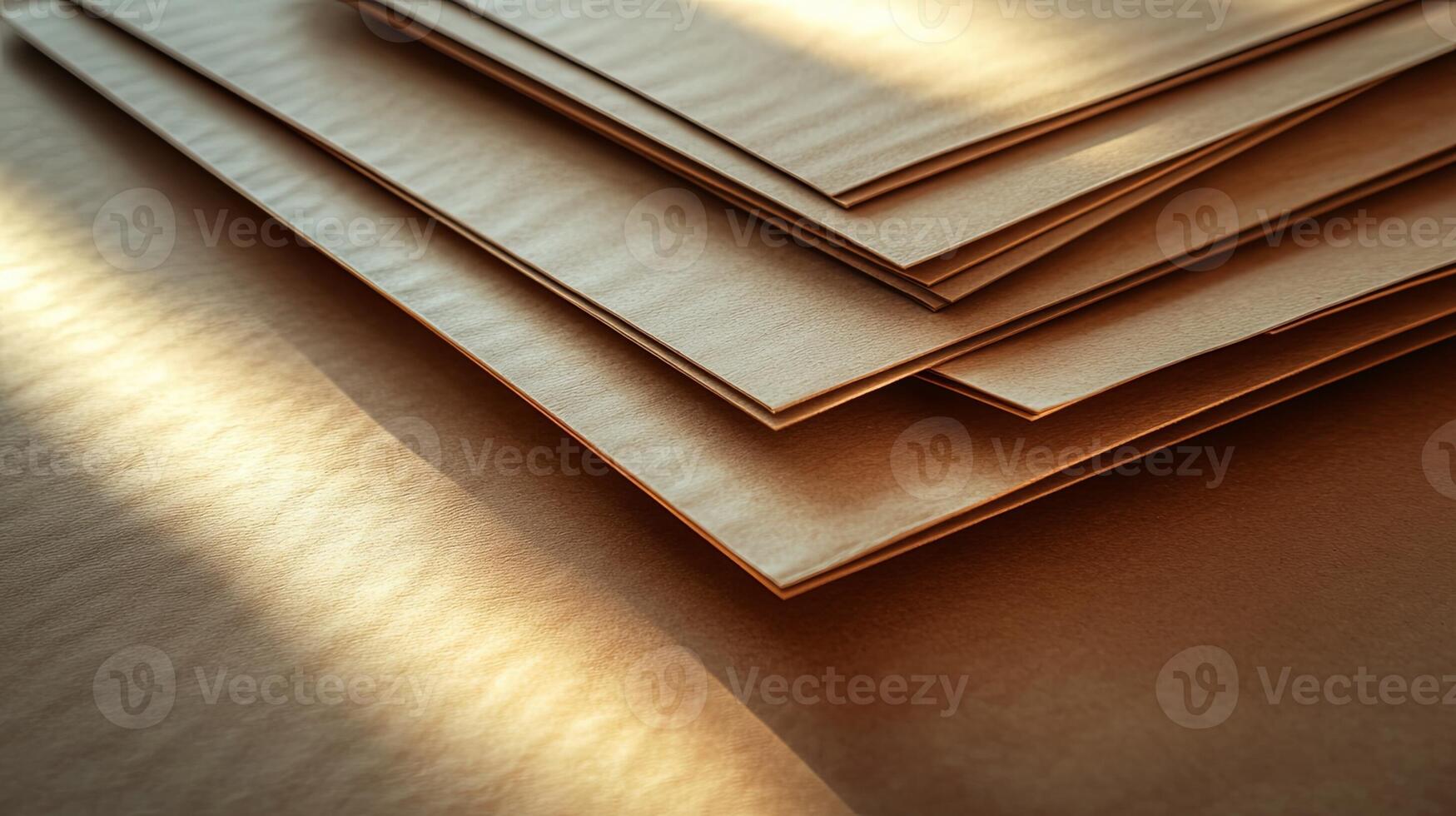 A stack of brown paper on a table photo