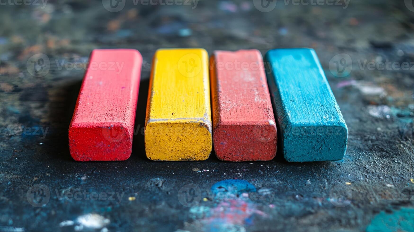 Colorful Wooden Blocks on Black Surface - Playful Educational Toy Set photo