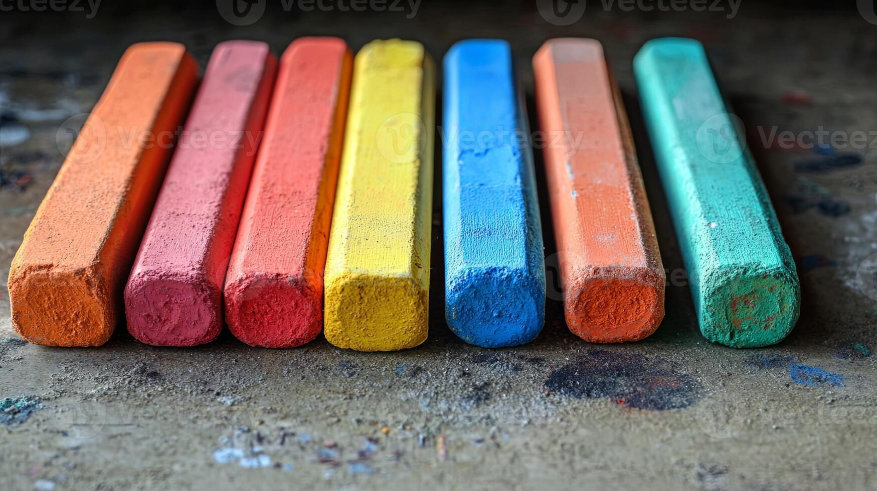 Vibrant Colored Chalks in a Row - Art Supplies for Creativity photo