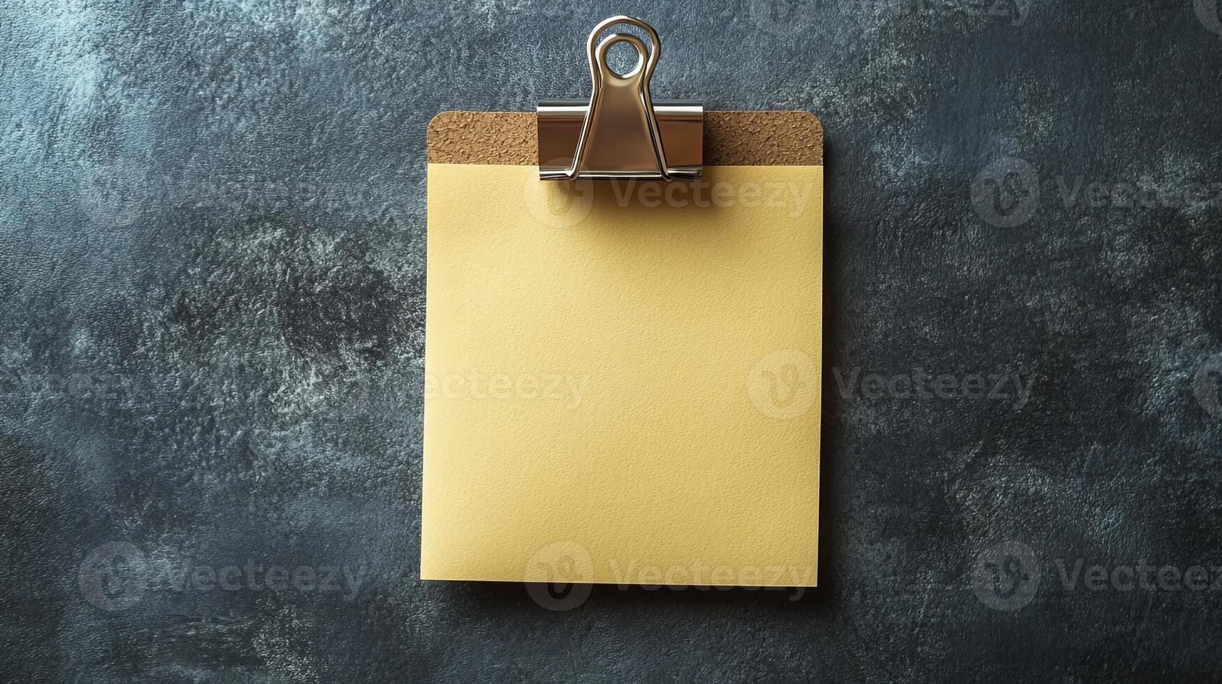Clipboard with blank paper on dark background photo