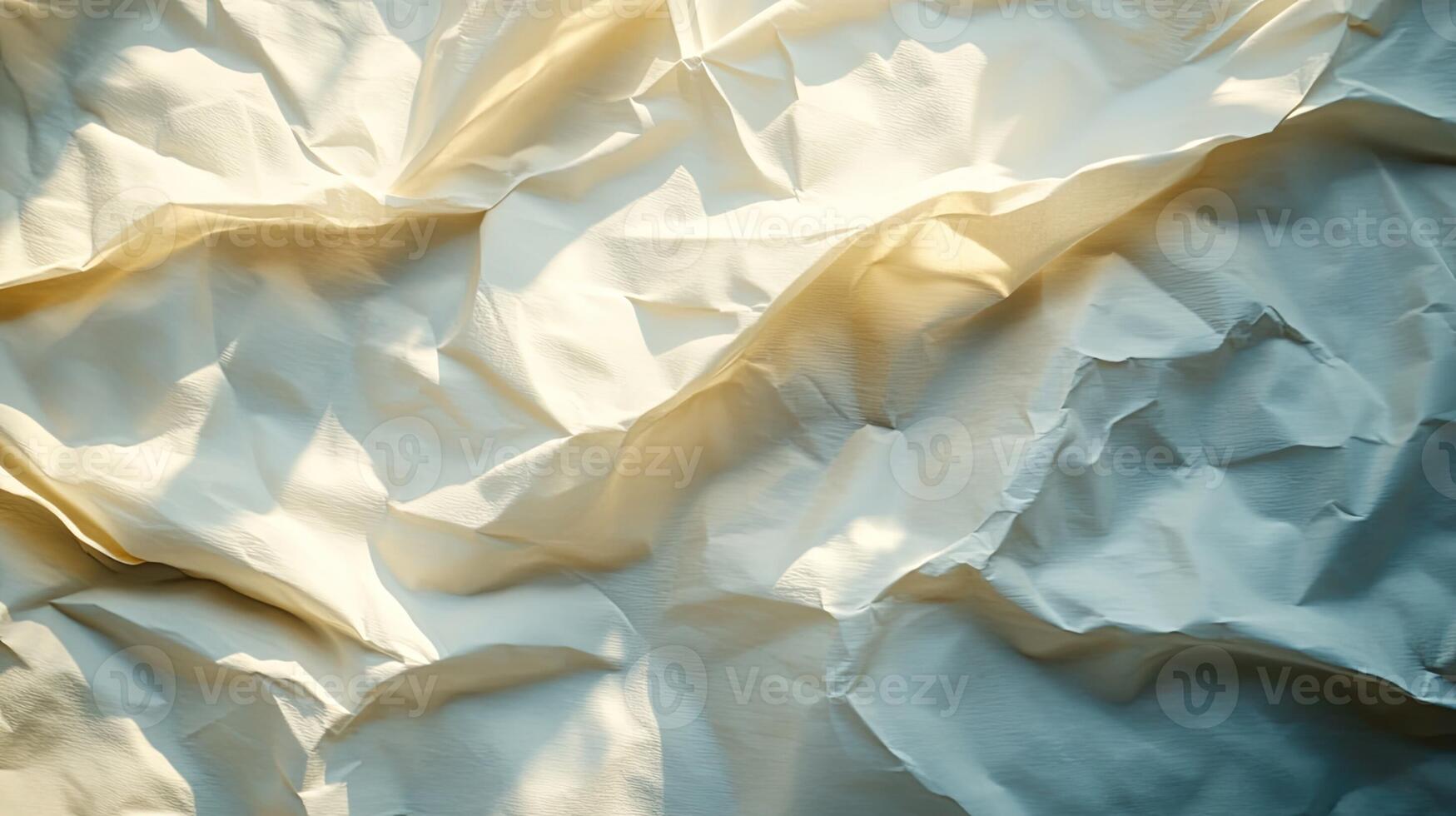 Crumpled white paper background with sunlight photo