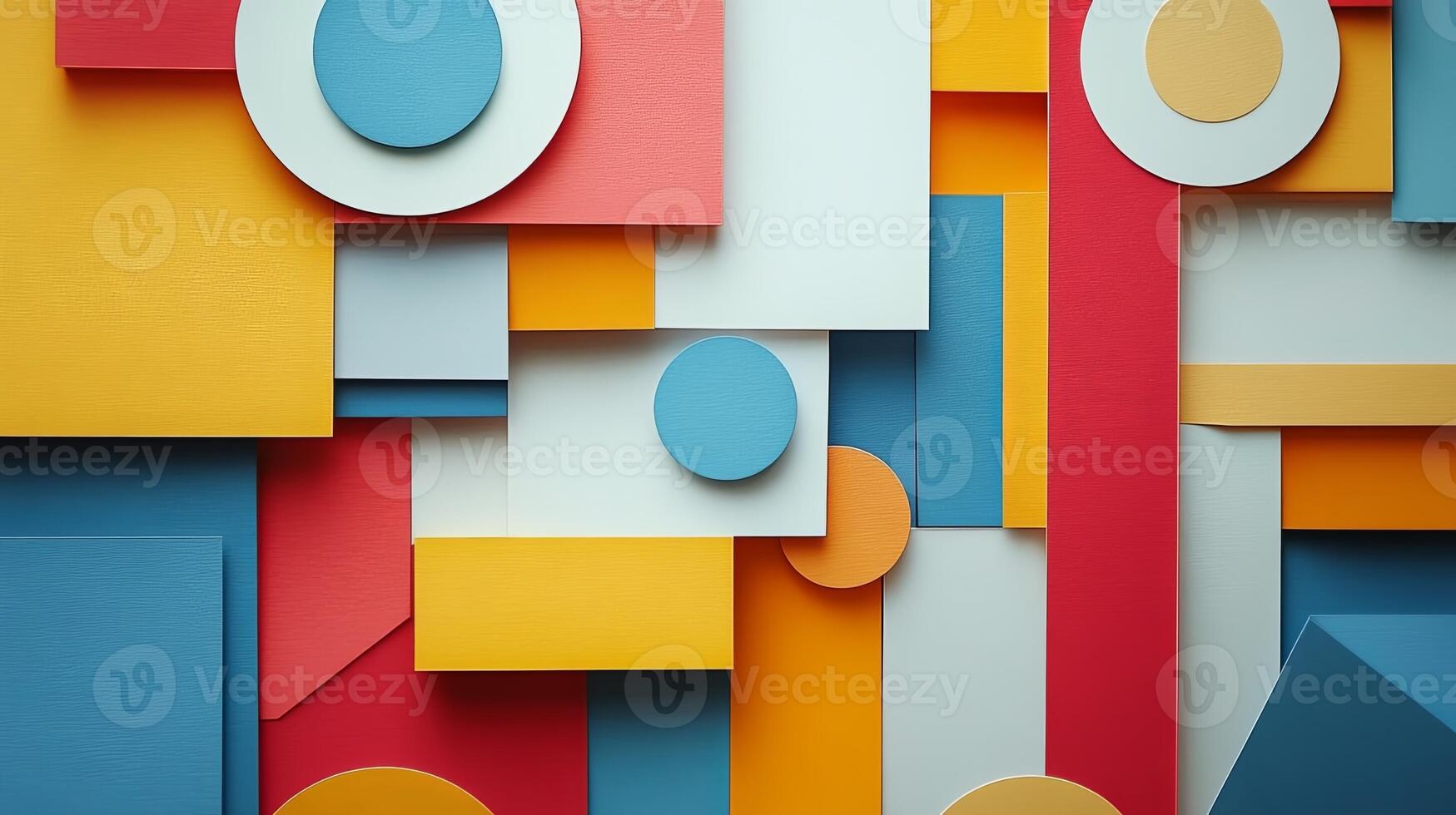 A colorful abstract wall with many shapes photo