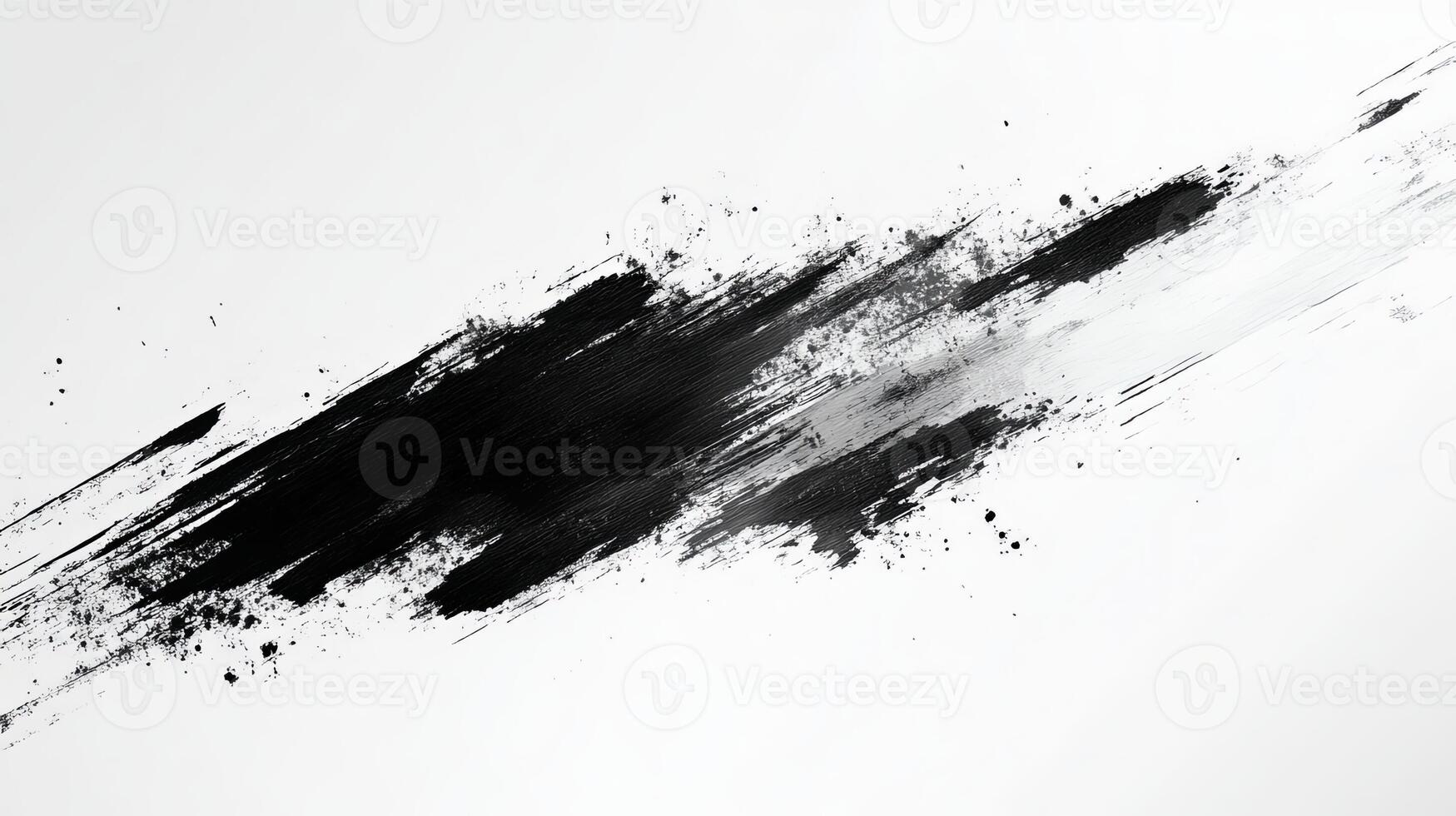 Abstract Black and White Paint Splats on White Canvas Background photo